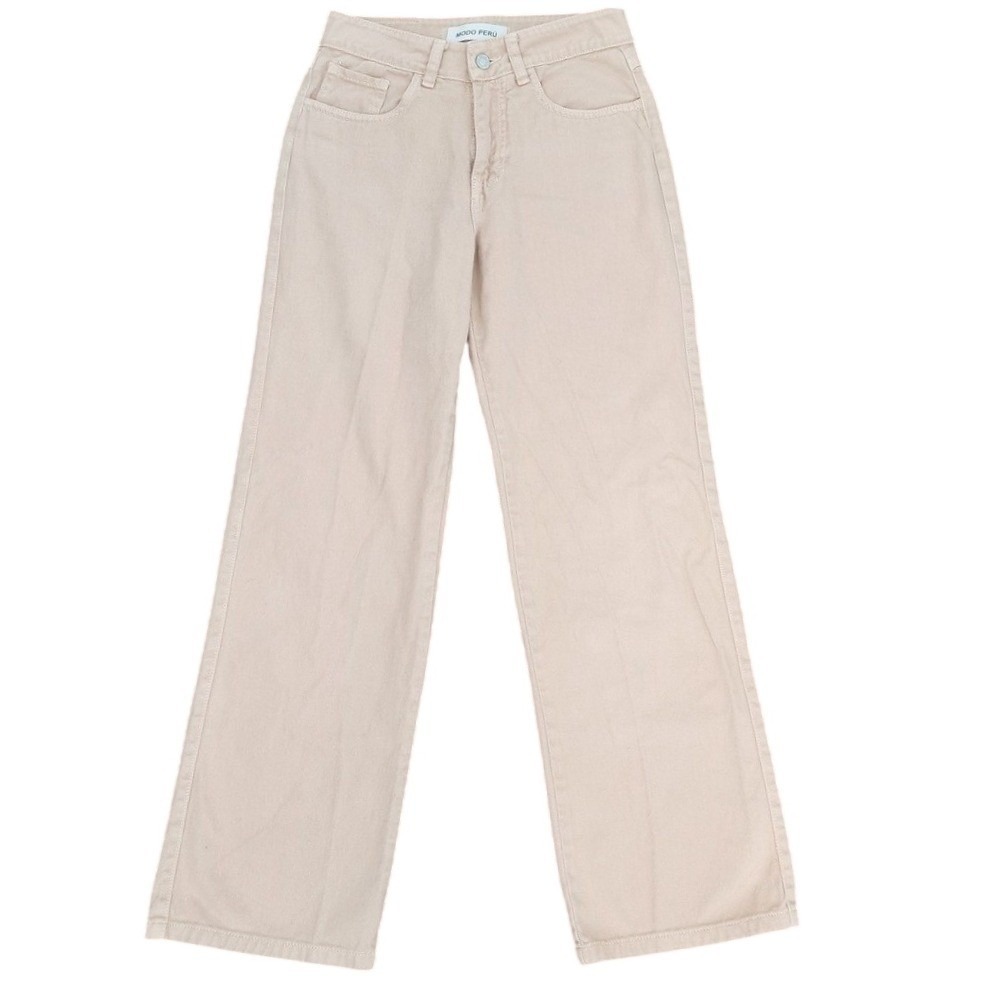 Modo Peru Wide Leg Jeans Women Size 25 Beige High Waisted Neutral Minimalist